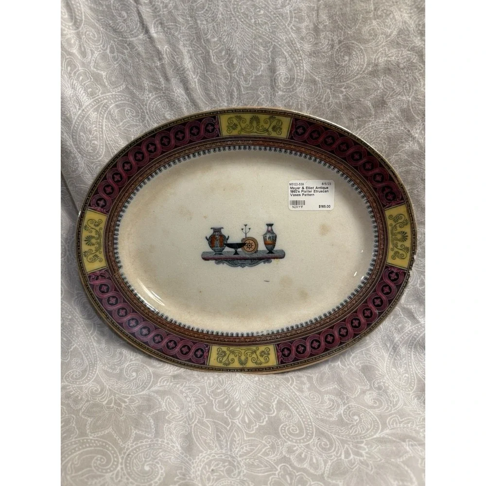 Antique Mayer & Elliot (1858–61) Etruscan Vases Oval platter 10.5 Inches SeePics